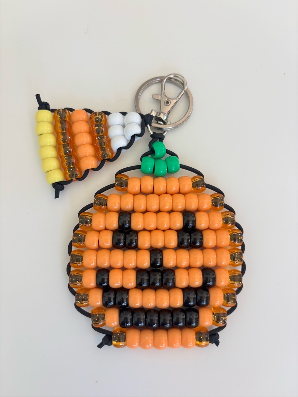 Halloween Pumpkin Bead Keychain - Orange